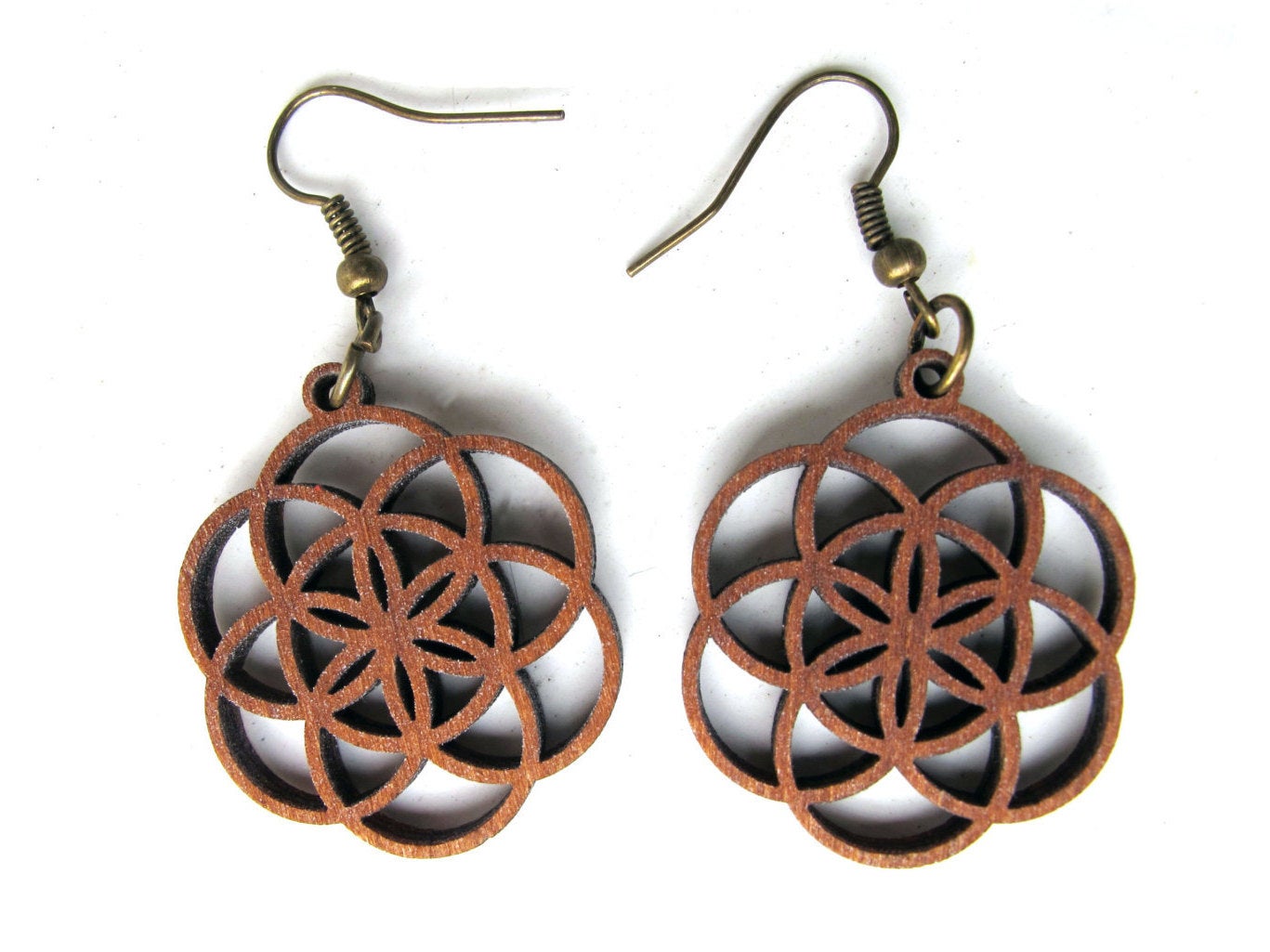 Seed of life wood earrings
