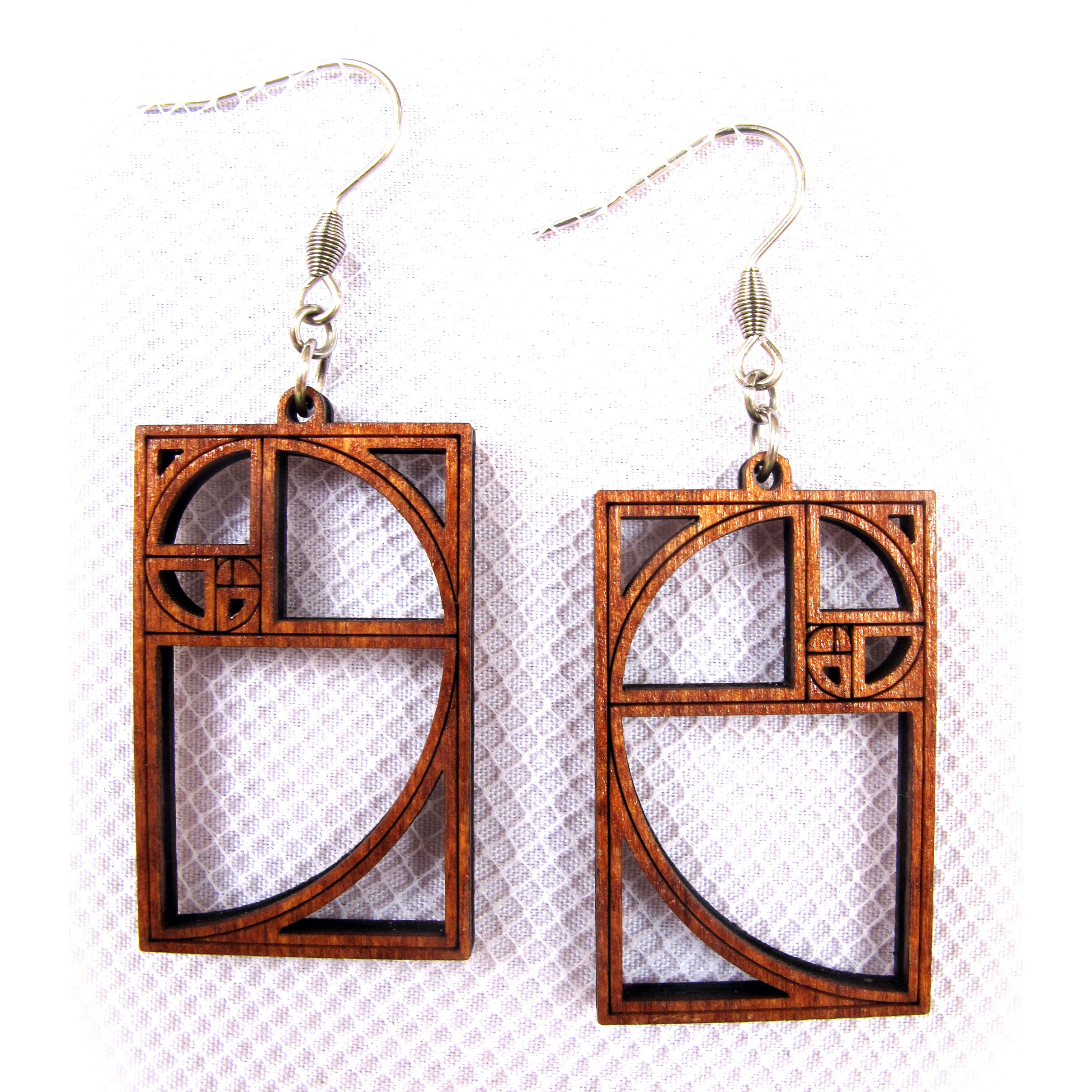 Wooden Earrings Fibonacci series
