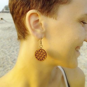 Wooden Earrings Flower of Life 7-circle, Sacred Geometry Yoga Jewellery
