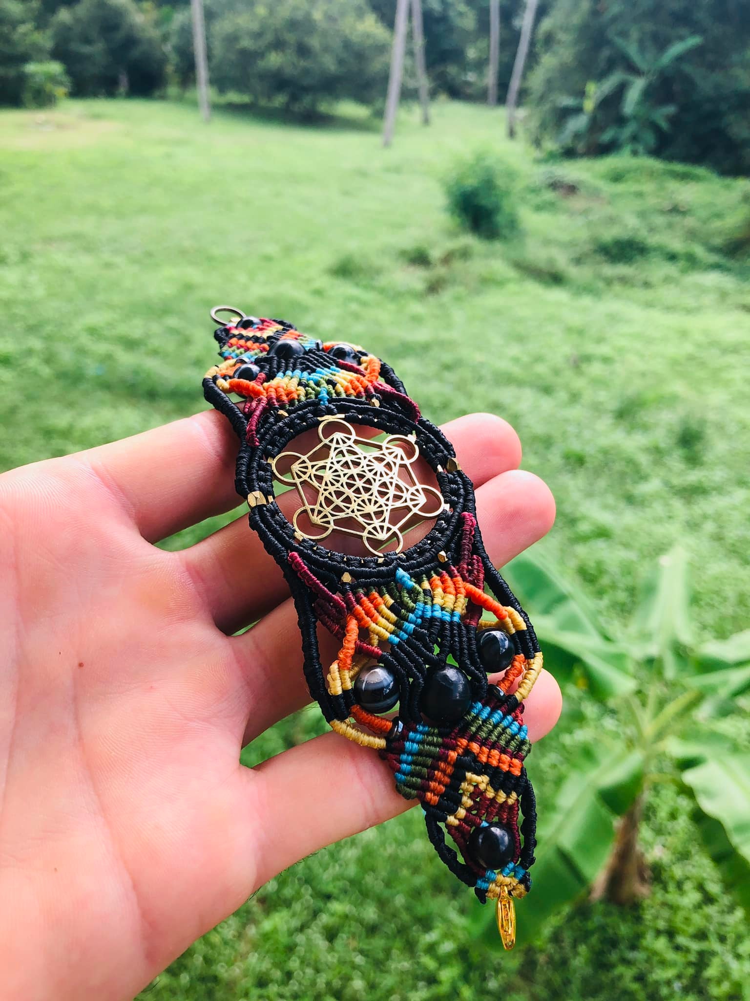 Stainless Steel Sacred Geometry Bracelet - Rainbow Metatron's Cube bracelet