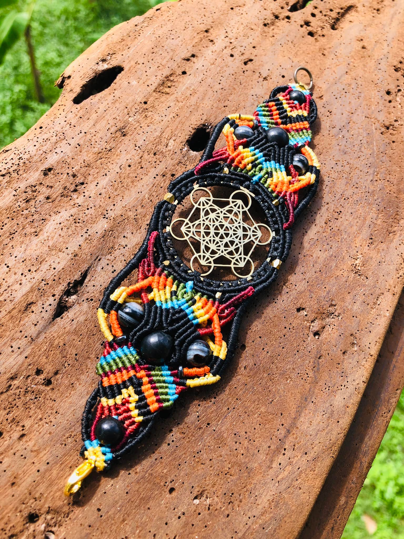 Stainless Steel Sacred Geometry Bracelet - Rainbow Metatron's Cube bracelet - Image 4