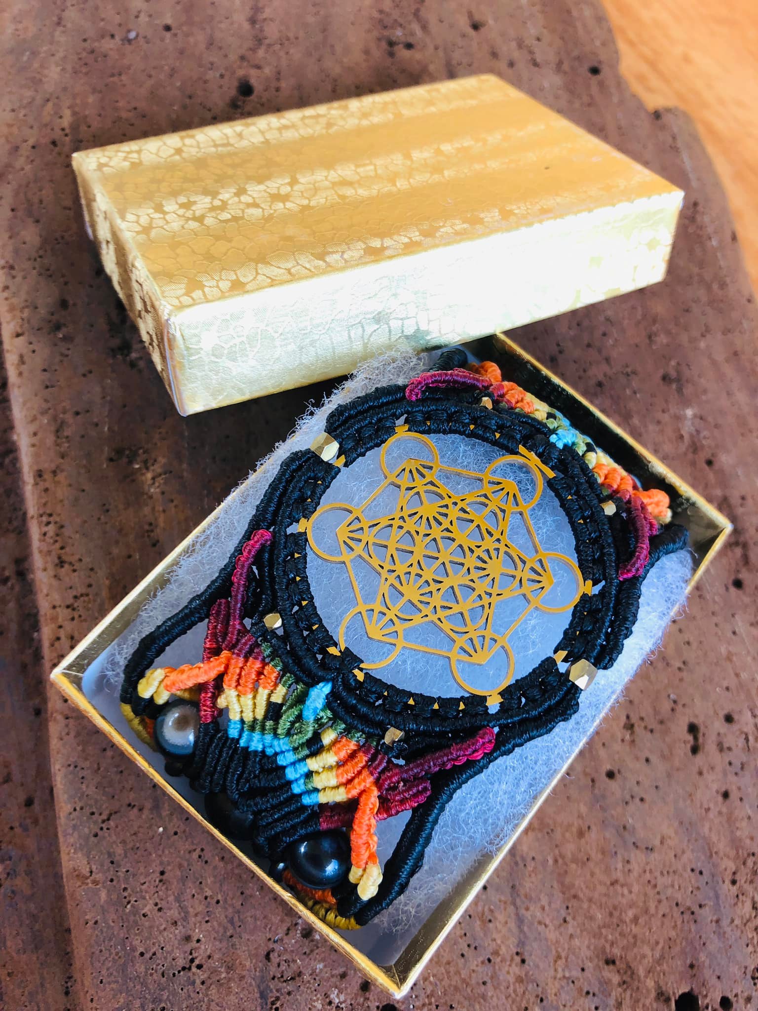 Stainless Steel Sacred Geometry Bracelet - Rainbow Metatron's Cube bracelet - Image 5