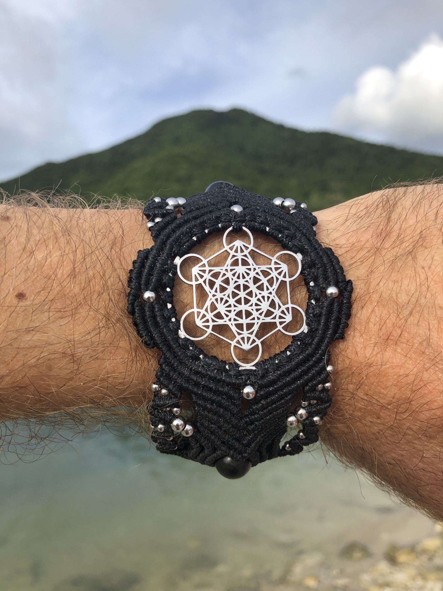 Black Sacred Geometry watch-bracelet METATRON with Shungit crystals - Image 2