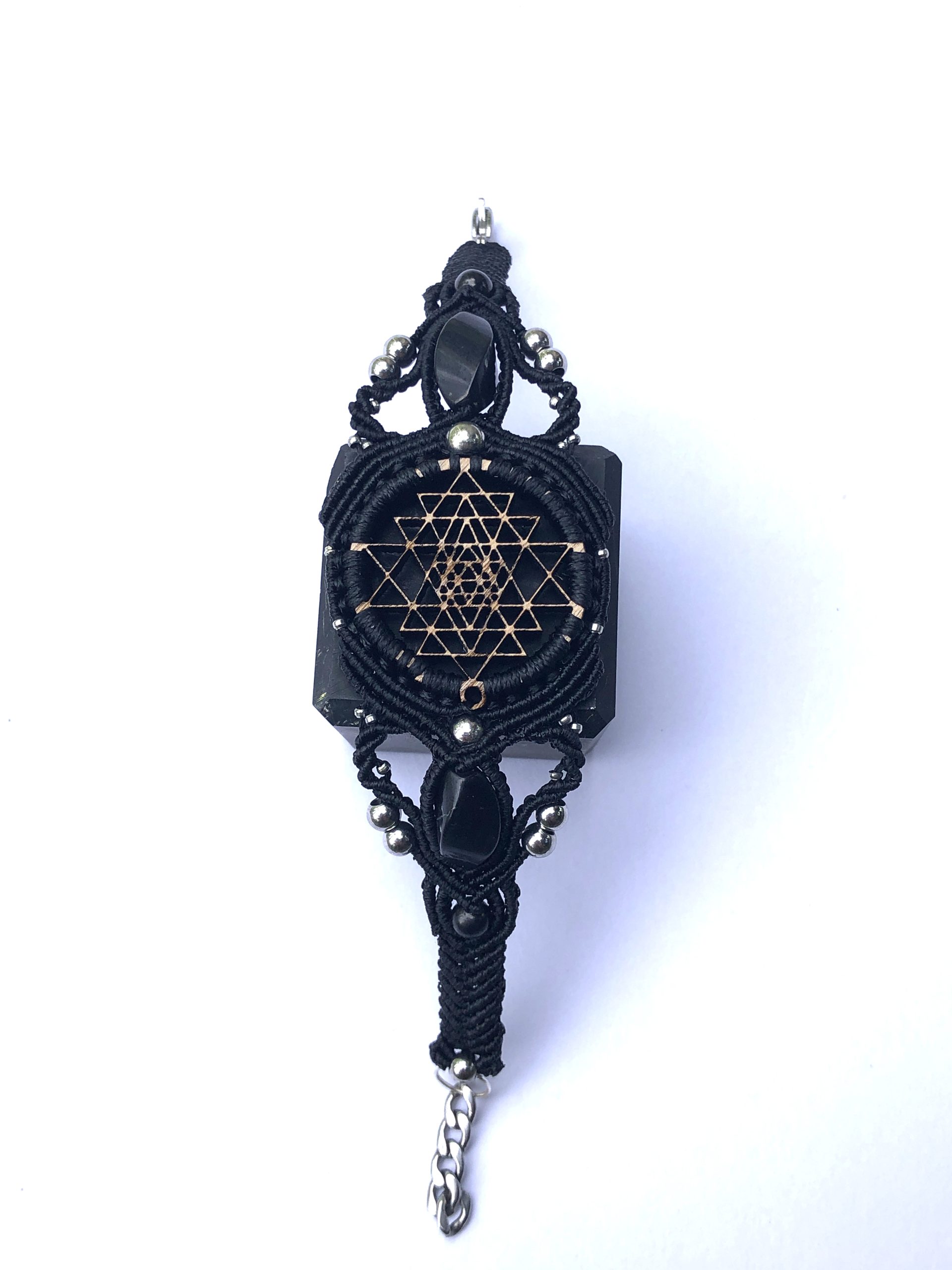 Black Sri Yantra Bracelet with Shungite Natural Stones - Image 5
