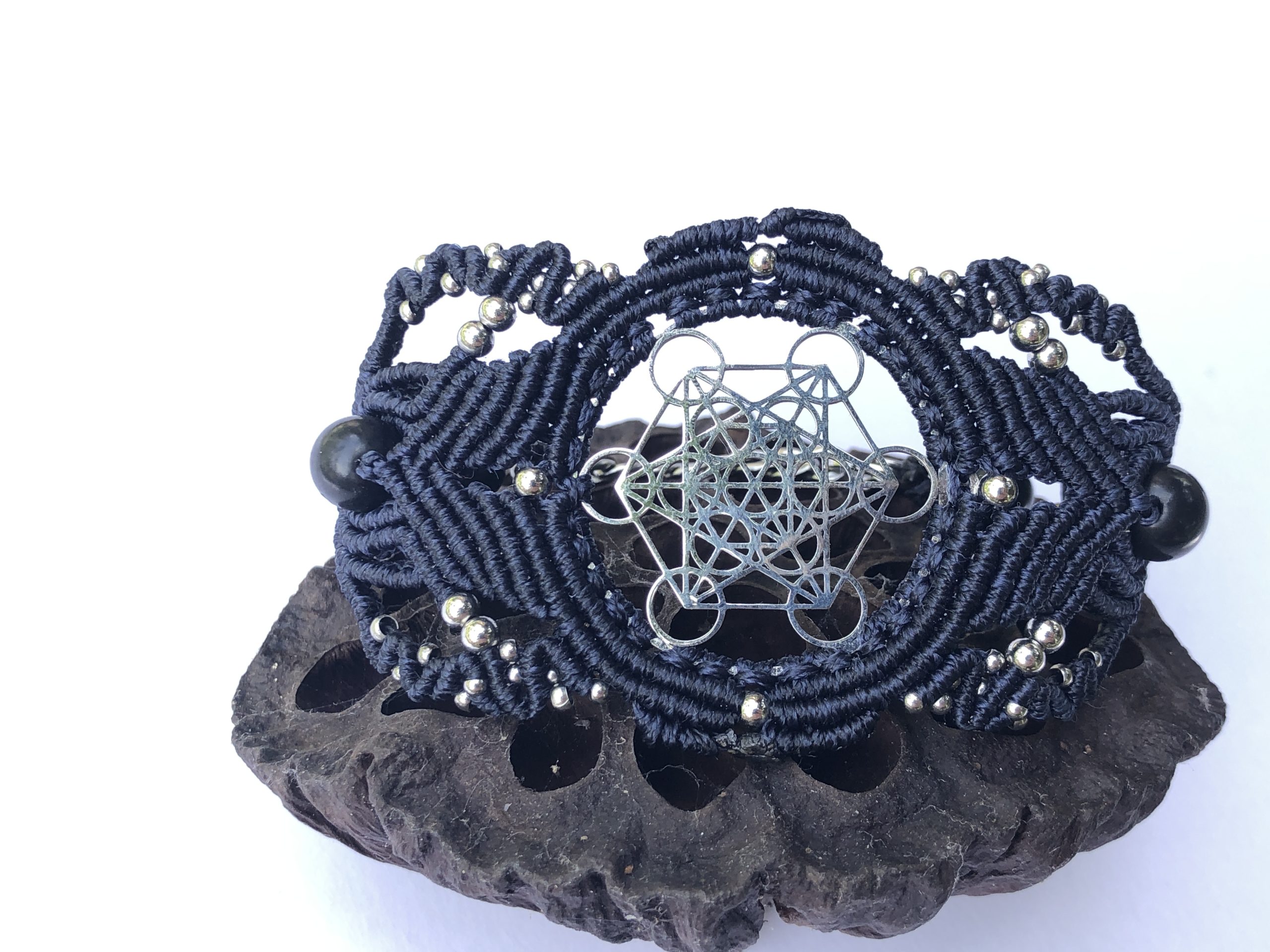 Blue Metatrons Cube Bracelet, Stainless Steel - Image 4