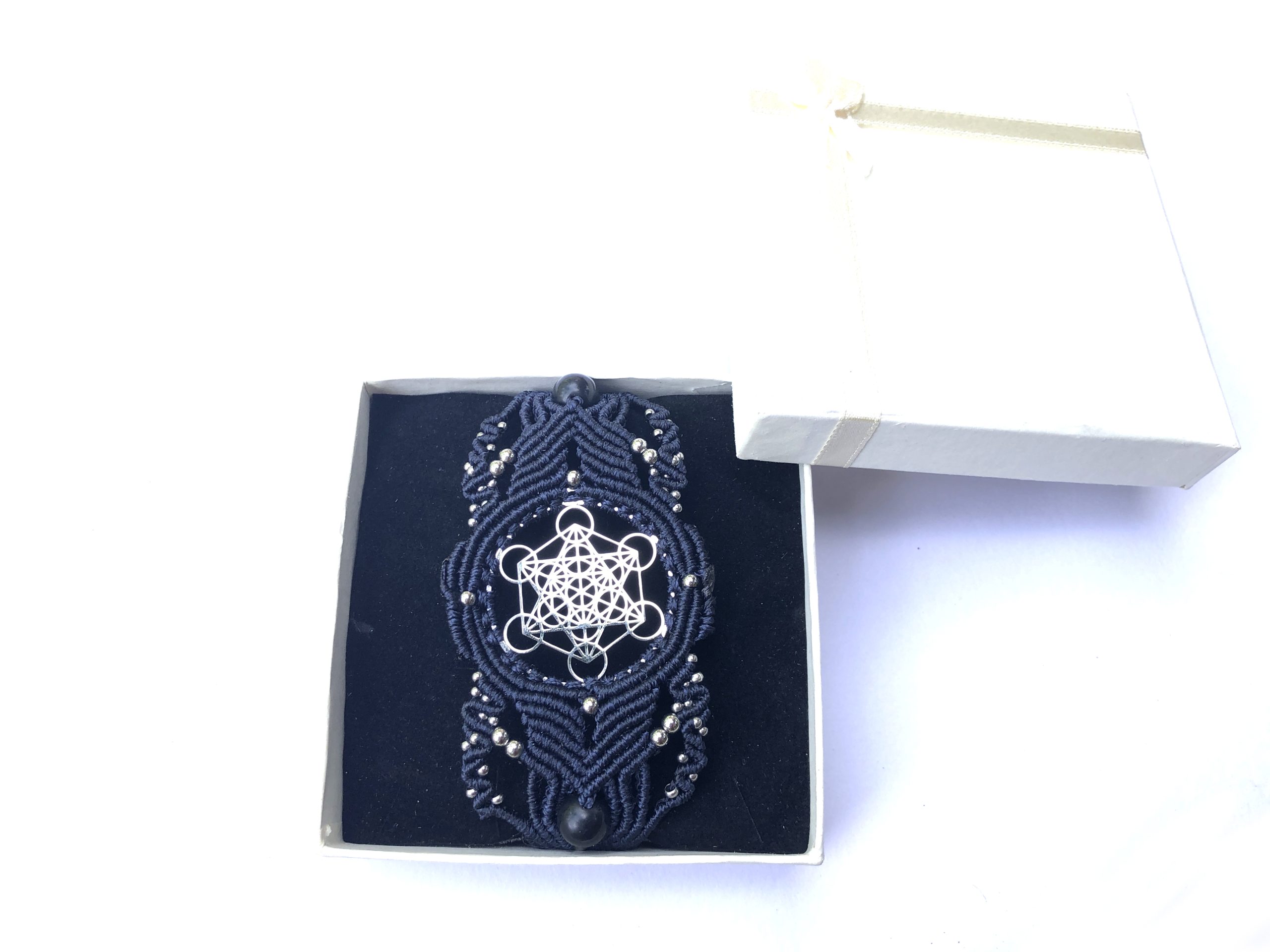 Blue Metatrons Cube Bracelet, Stainless Steel - Image 3