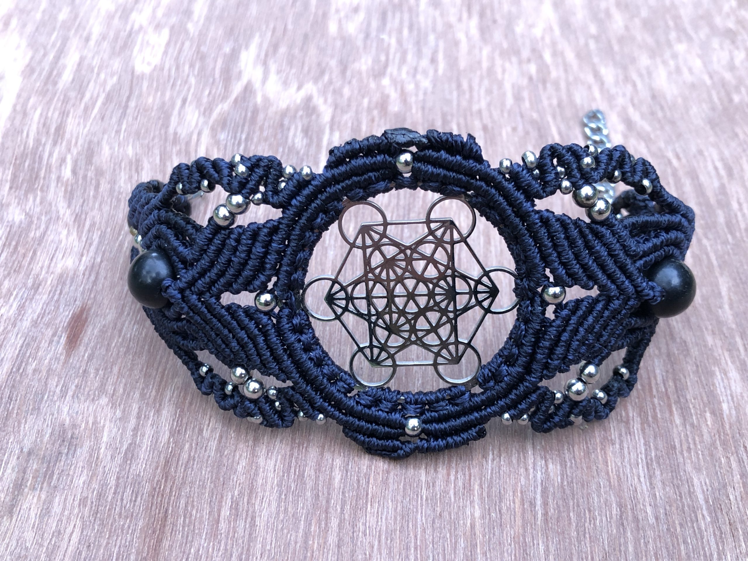 Blue Metatrons Cube Bracelet, Stainless Steel - Image 6