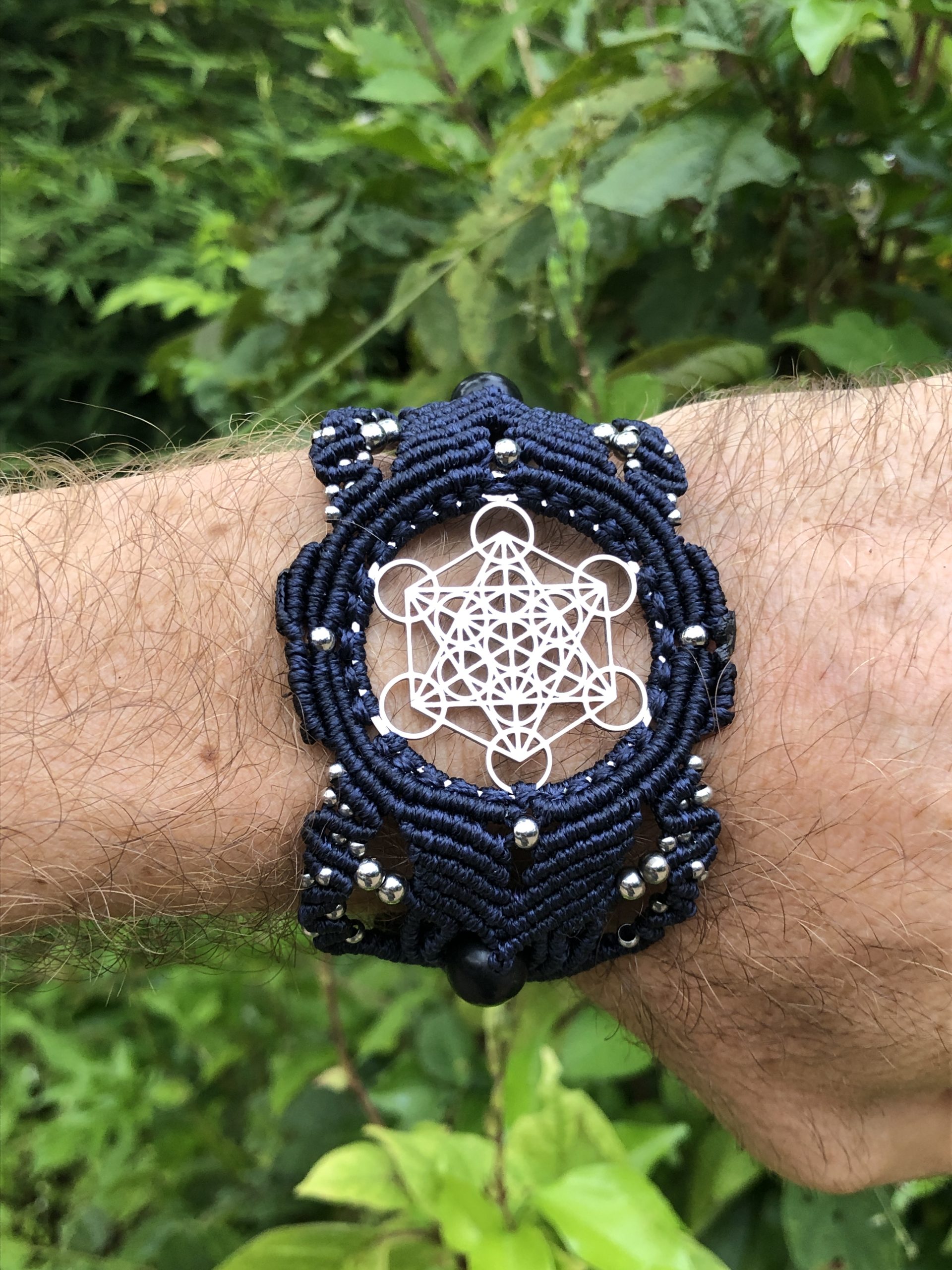 Blue Metatrons Cube Bracelet, Stainless Steel