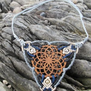 Torus Flower of life necklace, Sacred Geometry jewelry, Wooden pendant, Golden Colored Laser cut pendant, Eco Jewelry, Golden Ratio