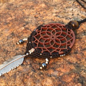 Dream Catcher Necklace, Wooden Pendant,  Boho chic jewelry, Gypsy jewelry, Boho gifts, Dreamcatcher