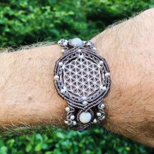 Sacred Geometry  Flower of life "Watches" bracelet macrame, Meditation Watch,  here and now reminder, digital detox tool