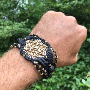 Sacred Geometry  Merkaba & Flower of life   "Watches" bracelet macramé, Meditation Watch,  here and now reminder, digital detox tool