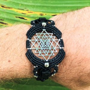 Sacred Geometry  SRI YANTRA "Watches" bracelet macrame, Meditation Watch,  here and now reminder, digital detox tool