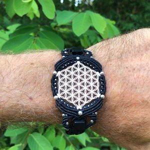 Sacred Geometry  Flower of life "Watches" bracelet macrame, Meditation Watch,  here and now reminder, digital detox tool